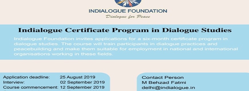 Certificate Course in Dialogue Studies 2019-2020