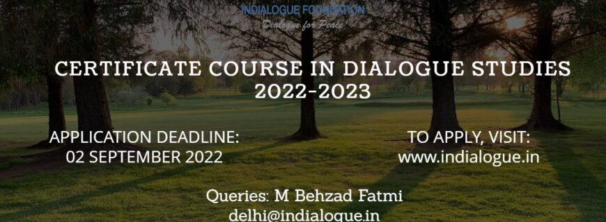 Applications invited for Certificate Course in Dialogue Studies 2022-2023